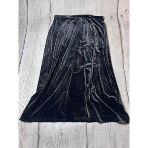 Kathie Lee Vintage 90s Burnout Velvet Midi Skirt Women XL Black Witchy Boho Goth